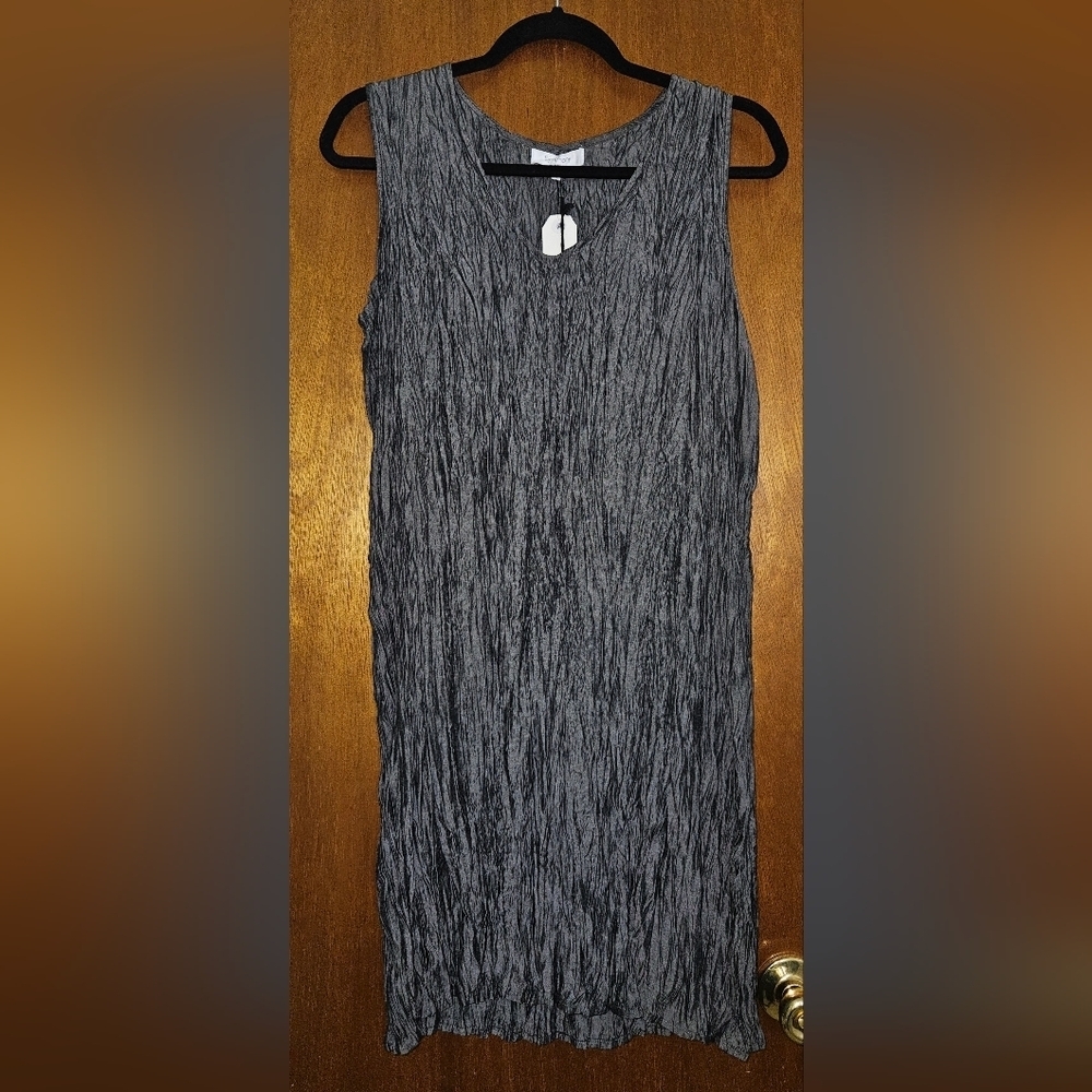 Symphony By A.F. Gunmetal Gray Pleated Top Size L NWT